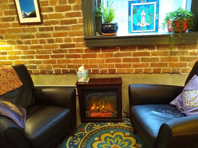 2019-04-16 11.16.59 A fake fireplace to keep it toasty.