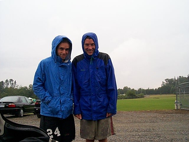 aaron and ray in the rain