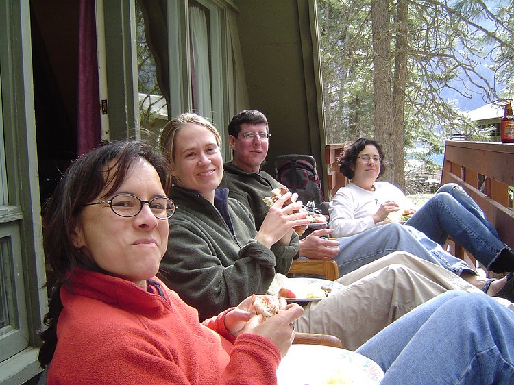 dsc00632 Hanging out in front of the cabin for lunch. This is the life!
