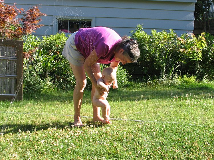 img_4349 Taking Zoe for a little practice stroll in the grass. Watch out for the bees in the clover.