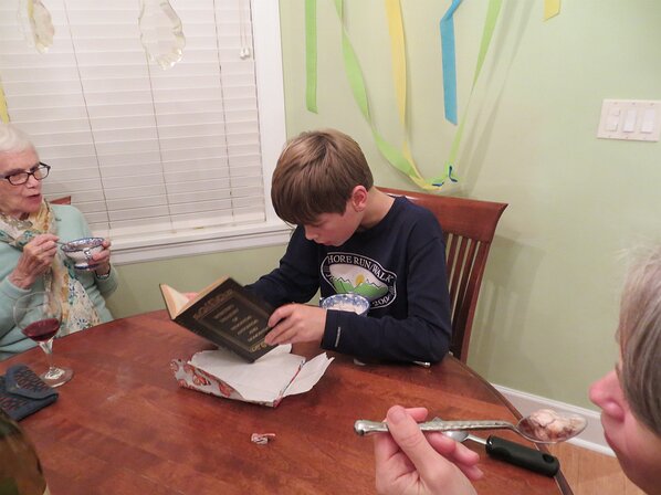 img_2709 Gavin trying to figure out why he'd ever use a book of synonyms and antonyms instead of the internet.