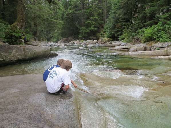 img_2266 Gavin and Nathan investigating the rock chute slide.