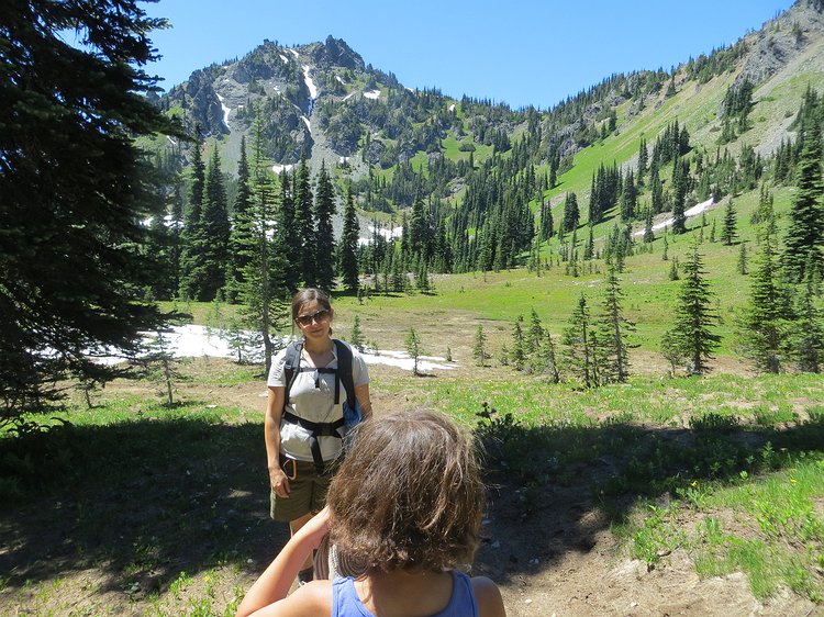 img_3869 Juanita encouraging Hazel as we push on up from Sheep Lake towards Sourdough Pass.