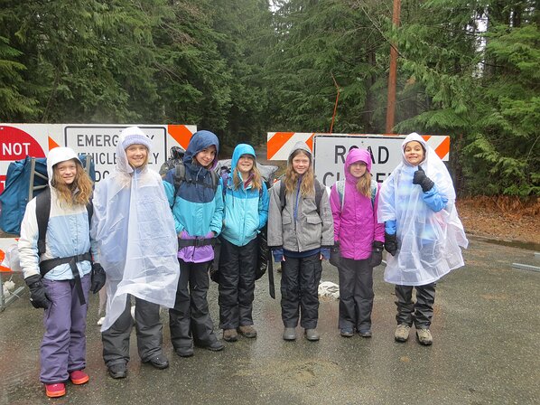 img_5108 All the girls prepped for a wet walk up to the cabin from the highway exit. It wasn't until our next trip up that we learned that as cabin owners we're allowed...