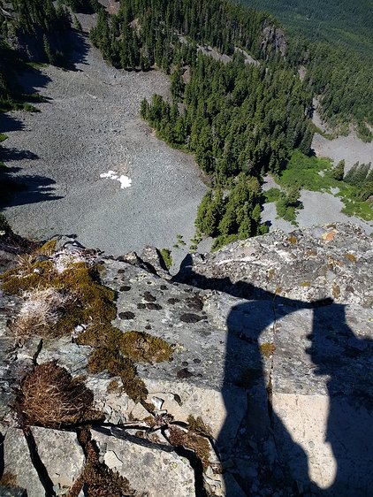 2018-07-22 14.17.34 Do not fall down off the top. Was surprising to still find a patch of snow down there late July.