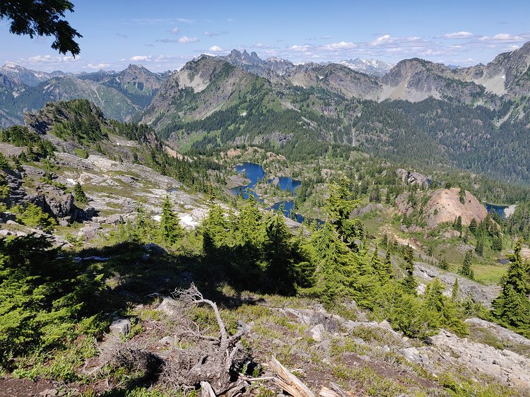 2019-07-20 14.44.42 Walking along the ridge. Alta Mountain is the peak in center foreground, which is reachable via a trail along the ridge.