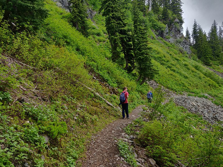 2019-07-04 15.04.31 Hiking on the mountain highway that is the PCT. The Cascade Crest 100 race happened to have started this same day. We had several runners pass us as they...