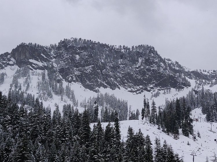 2019-04-27 14.02.15 Alpental's cliff wall as the end of ski season approaches.