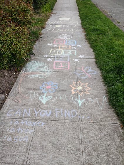 2020-04-05 16.38.23 COVID-19 quartine neighborhood sidewalk hopscotch/art created by Zoe and Gavin.