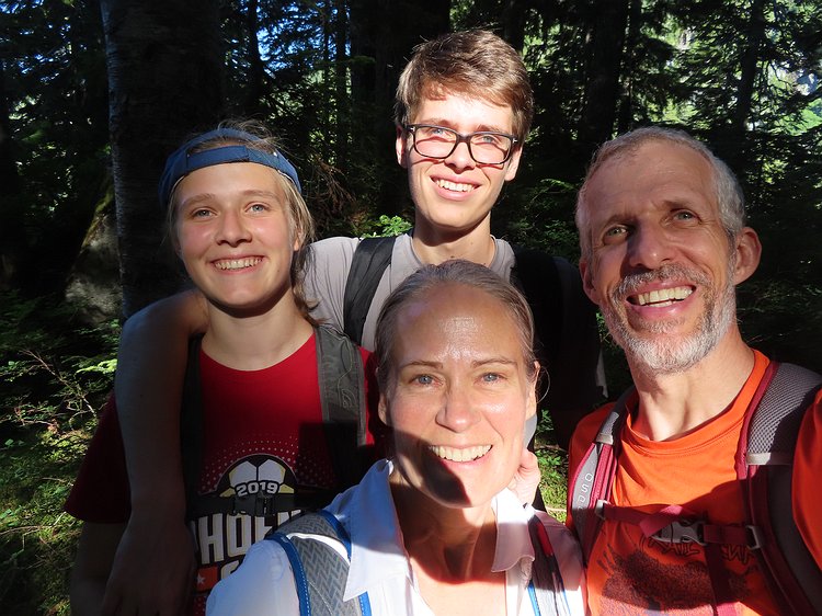 img_1956 Family selfie on the trail's "summit" after we've climbed back up out of the lake's basin.