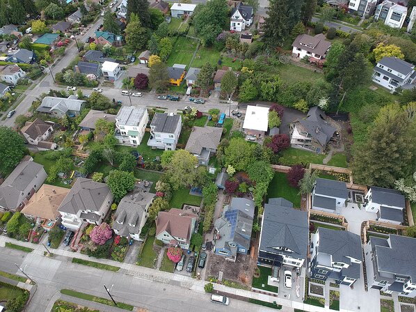 house drone4 The drone is way up high now, allowing us to peek into all our neighbors' back yards.