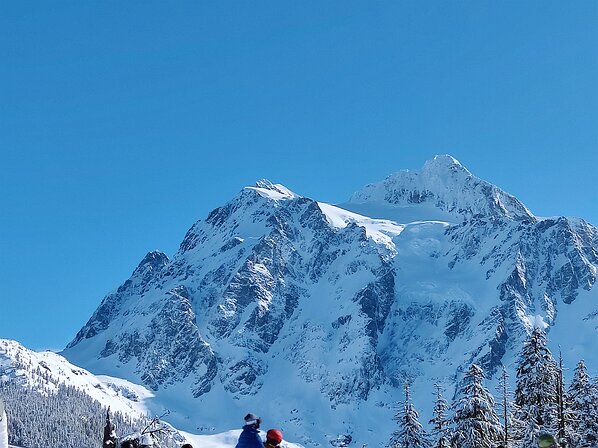 2022-02-21 12.55.59 Mt. Shuksan looking very impressive looming above the Mt. Baker ski area on a bluebird day.