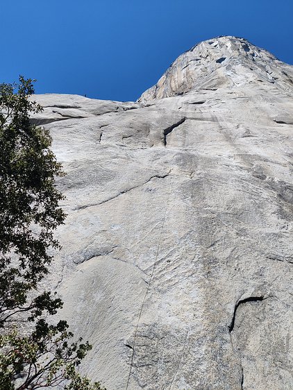 2024-09-29 13.30.52 We spotted some climbers hundreds of feet above us. You can easily see their rope, but it's trickier to spot the two climbers in this picture.