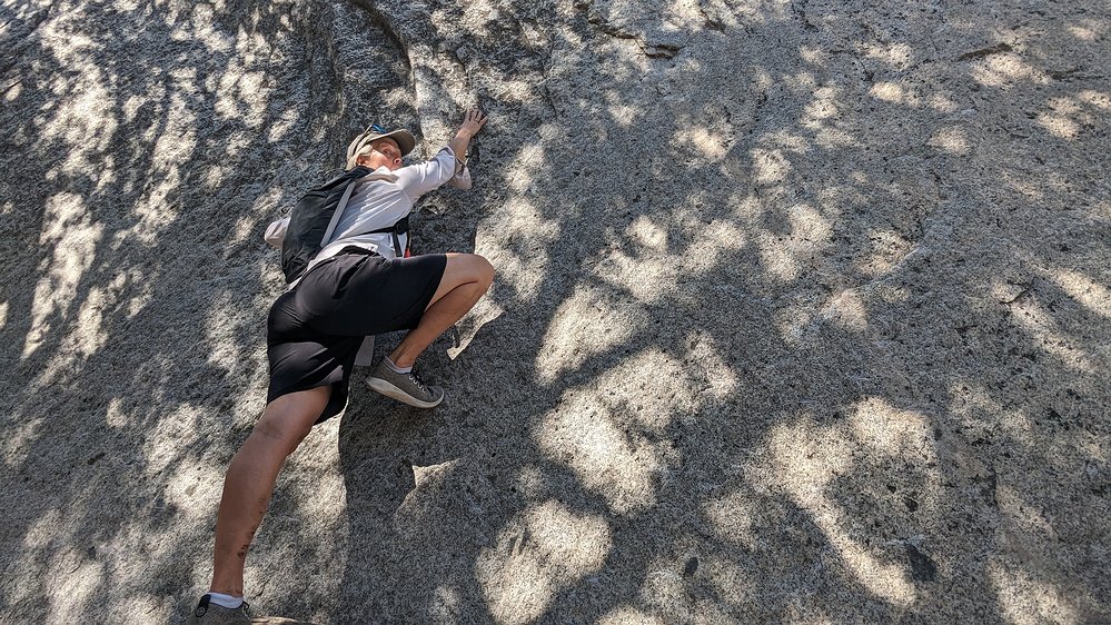 2024-09-29 13.34.59 Kathryn beginning her free solo attempt on El Capitan. Unfortunately she never got her left foot off the ground.