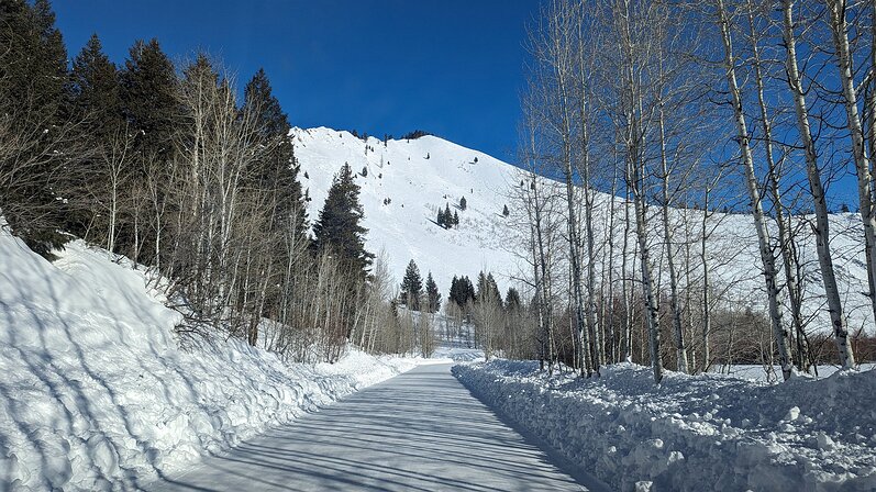 2025-02-12 09.52.41 We had several miles of this road between sleeping and skiing. No big surprise that this road is sometimes closed due to avalanches.